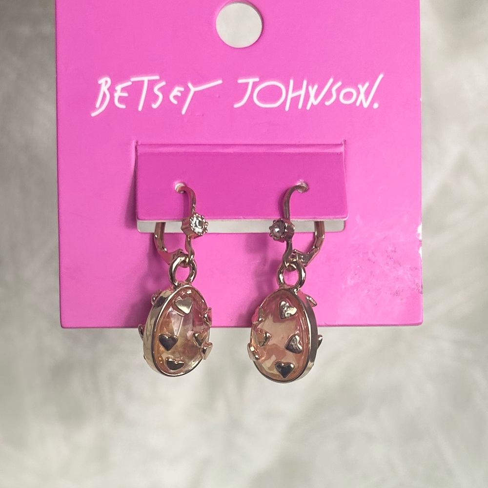 Betsey Johnson Heart Egg Drop Earrings